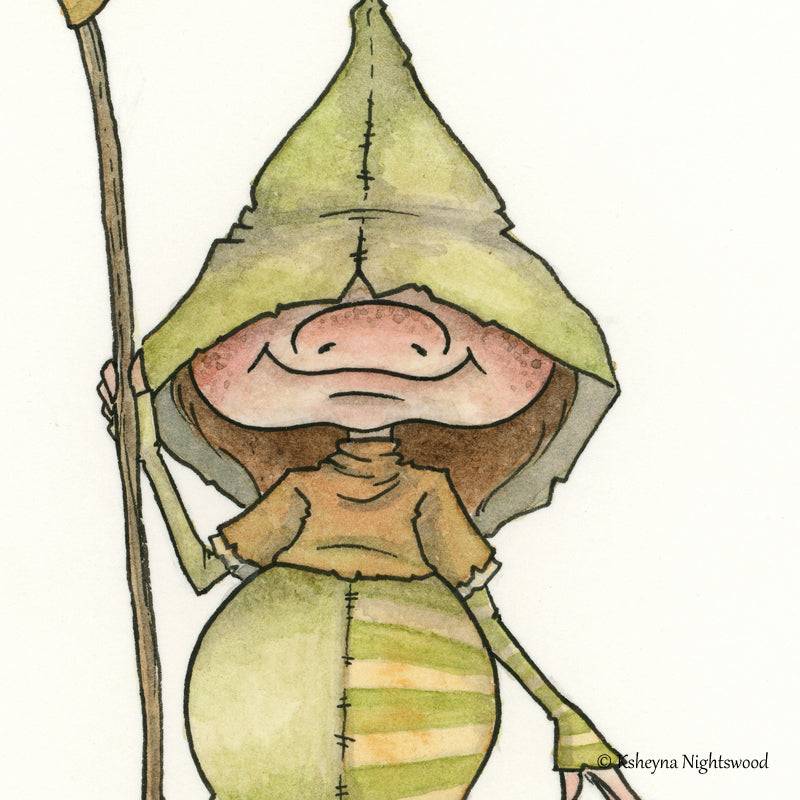 Original Watercolour - Brownie Holding a Flag