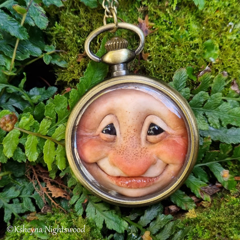 Pocket Watch Brownie Pendant Necklace #A