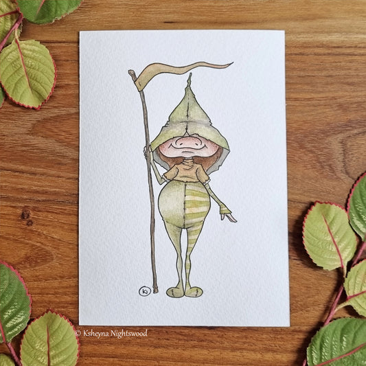 Original Watercolour - Brownie Holding a Flag