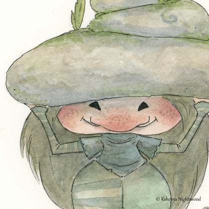 Original Watercolour - Brownie with a Large Stone Stack