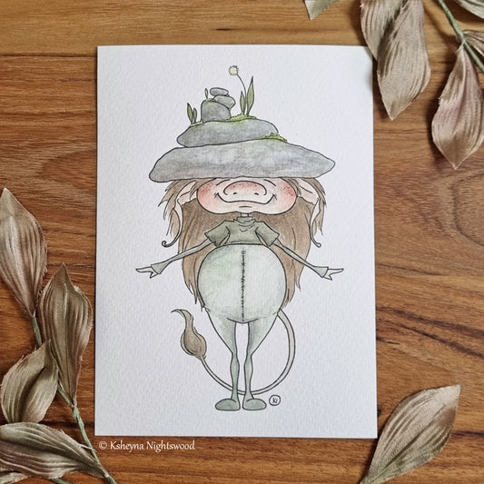 Original Watercolour - Cheery Brownie Balancing Stones
