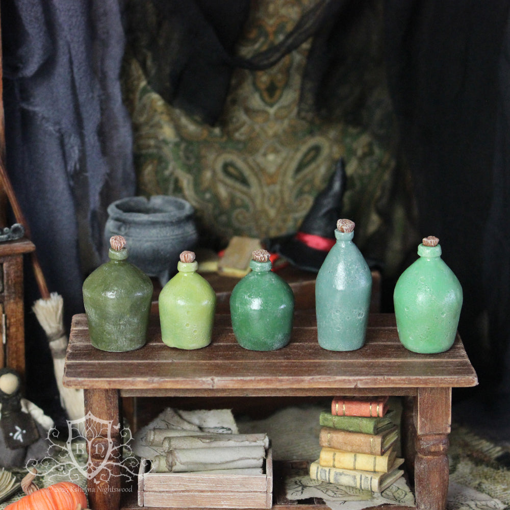 Green Stoneware Bottles